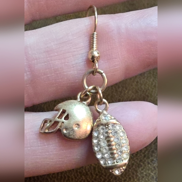 GOLD SUPERBOWL FOOTBALL EARRINGS - Picture 2 of 6